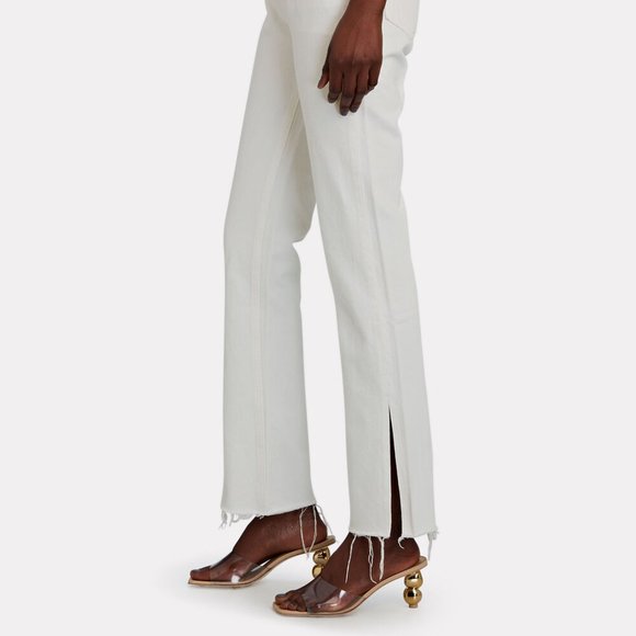 GRLFRND Harlow High-Rise Bootcut Slit Jeans Ivory Silver Strand 26 - Picture 4 of 16